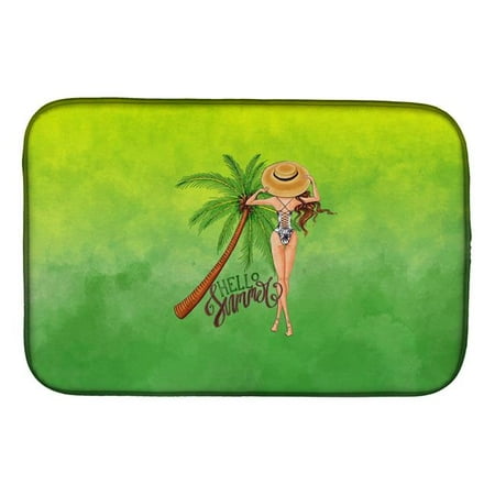 

Hello Summer Lady in Swimsuit Dish Drying Mat