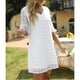 thumbnail image 2 of Vestido ANGGREK de Lunares Gasa Corto Verano Cuello en V Blanco M, 2 of 7