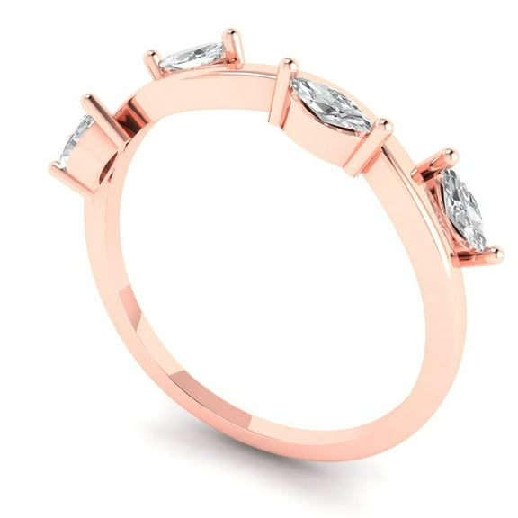 0.4 ctw Wedding Band for Women - 14K Rose Gold Simulated Diamond Stackable Eternity Ring