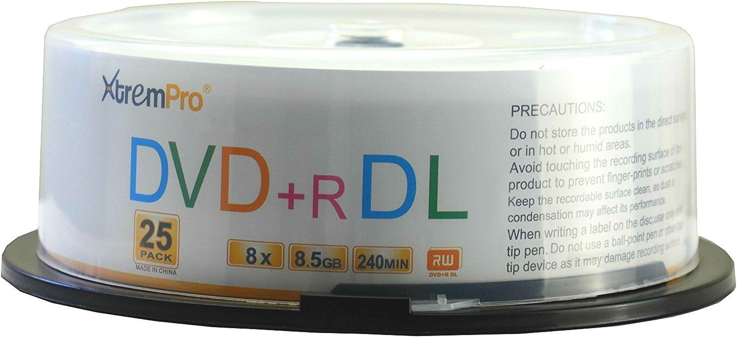 Blank CD DVD+R DL 8X 8.5GB 240Min Recordable Double Layer DVD 25 Pack