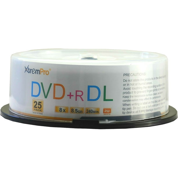 Blank CD DVD+R DL 8X 8.5GB 240Min Recordable Double Layer DVD 25 Pack Storage Media in Spindle