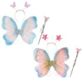 thumbnail image 2 of Set of 2 Youngsters Butterfly Costume Set, Includes 2 Pcs Fairy Princess Butterfly Wings, 2PCS Star Wands, and 2PCS Hairbands for Cosplay, Dress Up, Pretend Play, 15" x 13.8", 2 of 6