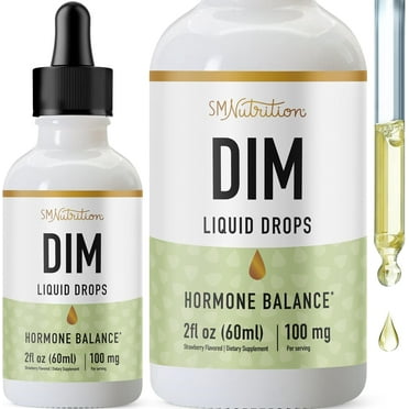 DIM Supplement Liquid Drops 100mg for Hormone Balance, Menopause & PMS Support | Vegan, Non-GMO | 2 fl oz, 25 Servings