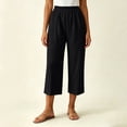 thumbnail image 3 of BUIGTTKLOP Womens Capri Pants High Waisted Lounge Pants Straight Wide Leg Summer Beach Capris, 3 of 8