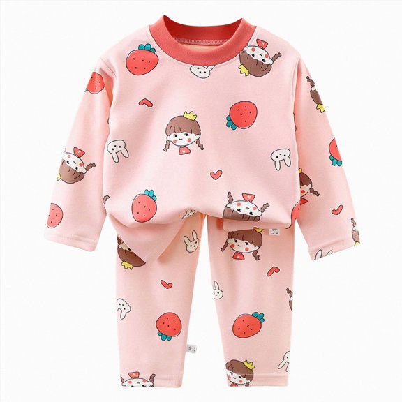 TOWED22 Kids Toddler Boy Clothes 2 Piece Long Sleeve Print Pattern T-Shirt Jogger Pants Warm Fall Winter Outfits Set(Pink,3-4 Y)