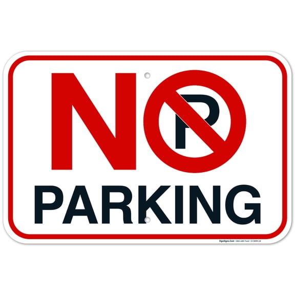 No Parking With Large Symbol Sign, 12x18 Aluminum