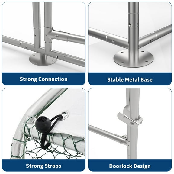Extra Large Walk-In Chicken Coop, Heavy Duty Metal Poultry Cage w/Waterproof Roof, Predator Proof Design for 15-20 Chickens & Ducks