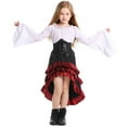 thumbnail image 5 of SERTG Kids' Halloween Pretend Play 4-Piece Set Puffed Short Sleeve Top + Skirt with Waist Cincher and Head Wrap Solid Color Festive Outfit for Children 3-8 Years(White,8-9 Years), 5 of 8