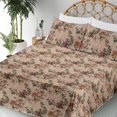 thumbnail image 3 of Ambesonne Floral Fitted & Flat Sheet with Sham 3 Pcs Set, Grungy Back Flowers Leaves, Twin, Salmon Green Pale Rust, 3 of 5