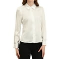 thumbnail image 5 of INSPIRE CHIC Women's Point Collar Button Up Long Sleeve Satin Office Business Casual Shirt, 5 of 6