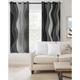 thumbnail image 2 of Black Stripes Blackout Curtains, Light Blocking Print Window Curtains, Modern Simple Greyish Gradient Lines Thermal Insulated Window Drapes for Living Room Kitchen Cafe 2 Panels, 104"W x 52"L, 2 of 9