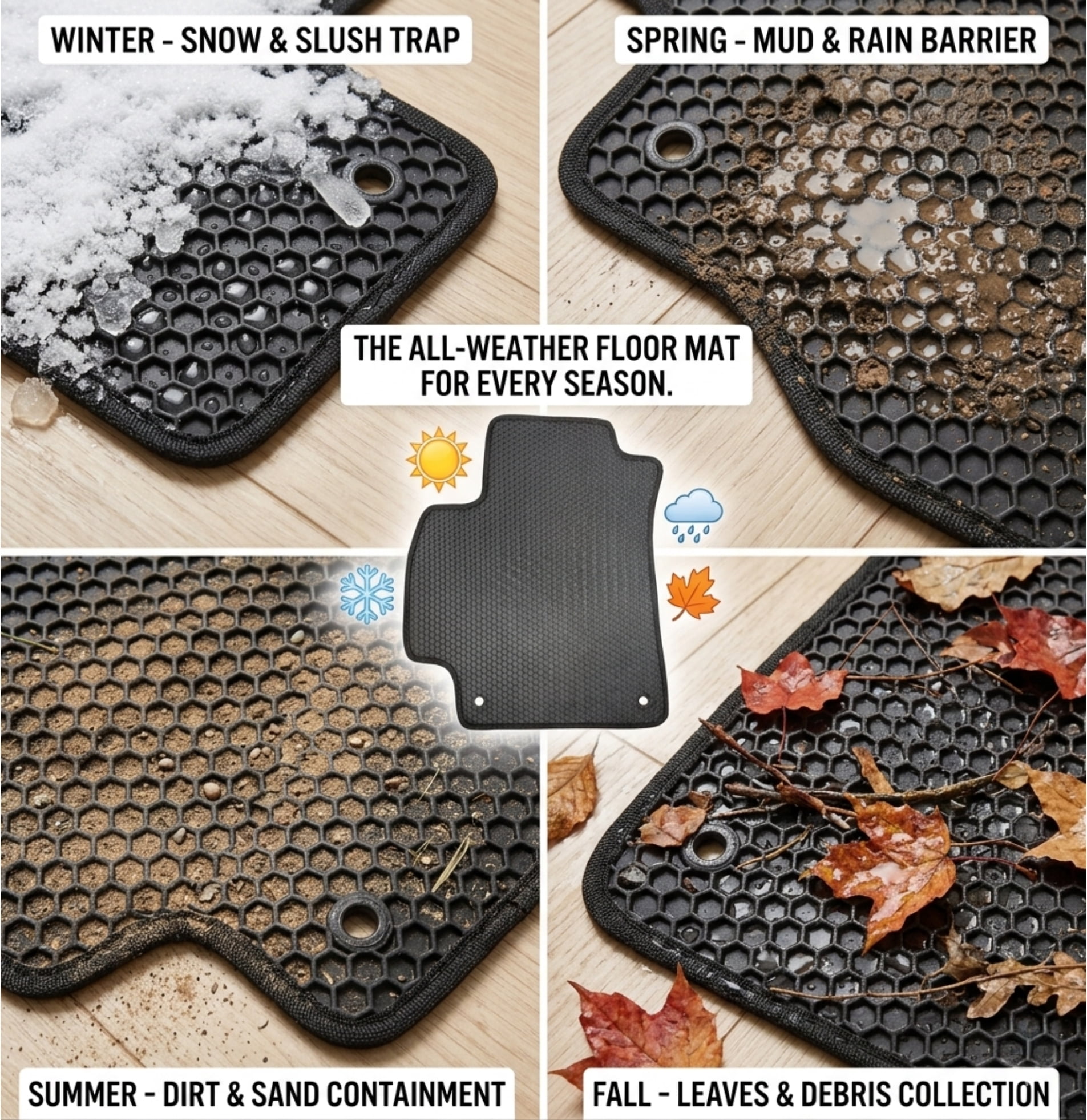 All Weather Floor Mats for 2021 to 2026 Kia Sorento Full 3 Row Set