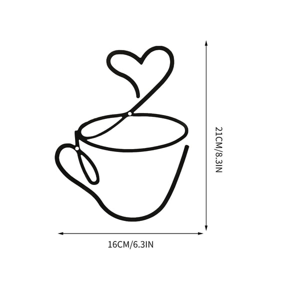 LanSuare Coffee Cup Metal Wall Art Wire, Coffee Bar Hanging Decor, Cafe Themed Vintage Bucolic Metal Sign for Kitchen, Restaurant, Shop, Home, Office Accessories