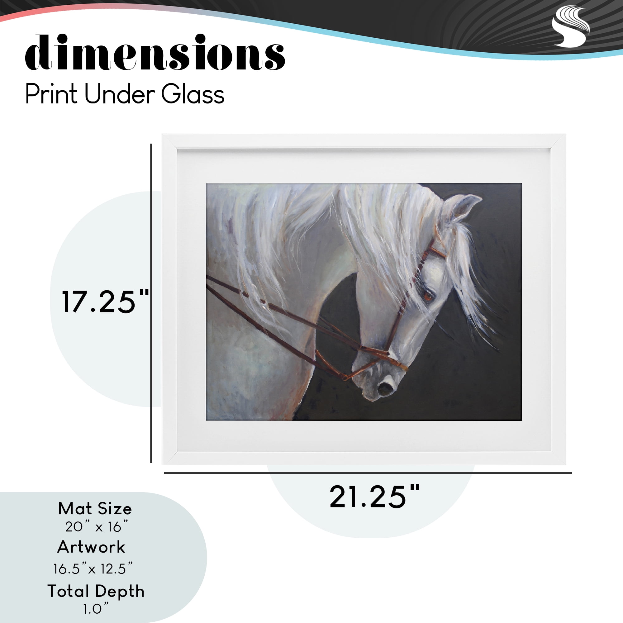 Stupell Industries Majestic White Mare White Framed Print Under Glass, design by Jadei Graphics