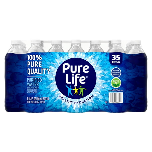 Pure Life Purified Water, 16.9 Fl Oz, Plastic Bottled Water (35 Pack