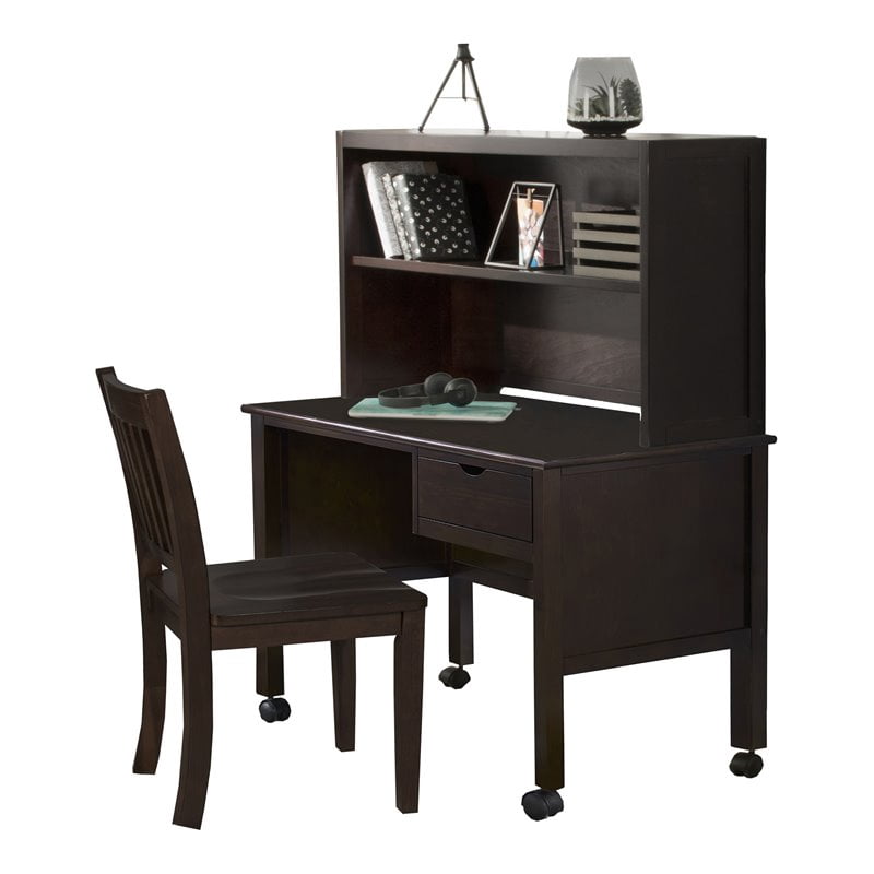 Hillsdale Schoolhouse 4.0 Wood Desk with Hutch and Chair in Brown