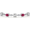thumbnail image 3 of Gem Stone King 925 Sterling Silver White Created Sapphire and Red Ruby Bracelet for Women | 5.00 Cttw | Gemstone September Birthstone | Oval 7X5MM | Fully Adjustable 9 inch, 3 of 6