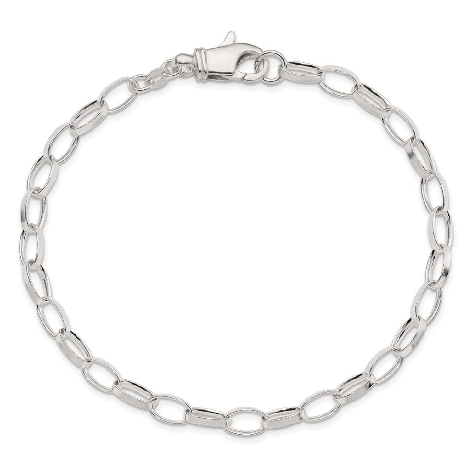 Sterling Silver 10 inch Solid Polished Fancy Link Anklet QG1178