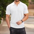 thumbnail image 3 of Men's Short Sleeve Polo Shirts 1/4 Zip Up Collared Shirts Casual Basic Lightweight Polo Sweatshirt Solid Color Short Sleeve Tee Shirt,Green 2XL, 3 of 4