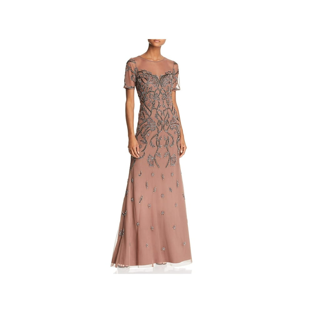 aidan mattox illusion peplum gown