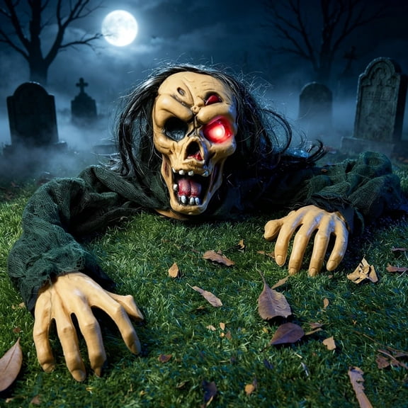 Joyfy Halloween Decorations Outdoor Groundbreaker Creepy Life Size Light Up Climbing Zombie Groundbreaker with Sound,Motion Activated Halloween Decorations Haunted House Decorations