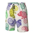 thumbnail image 5 of Disketp Men'S Swim Trunks Hawaiian Breathable Surf Beach Swimsuits Mesh Lining Beach Shorts With Pockets-Colorful Pattern With Cute Chameleons, 5 of 9