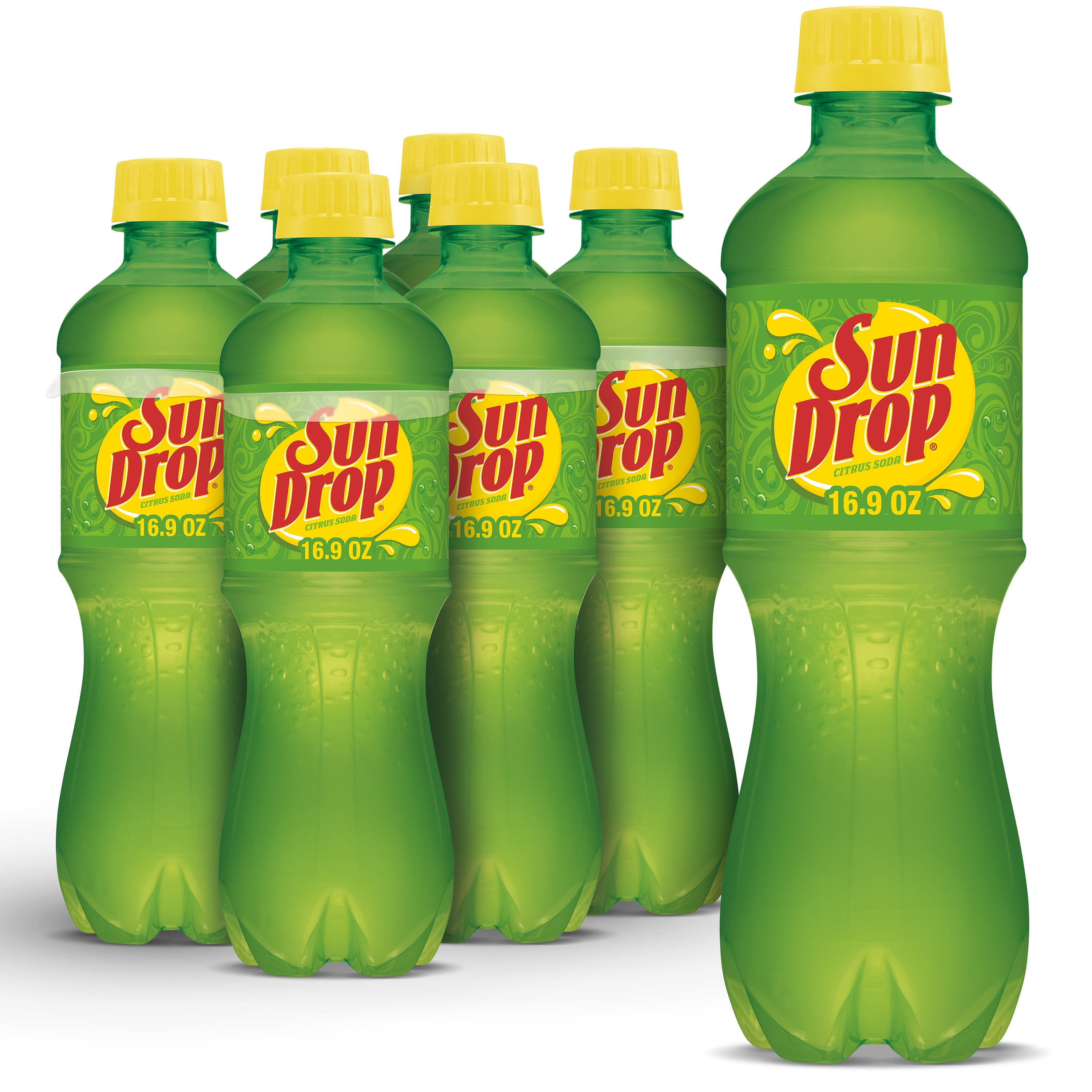 Sun Drop Citrus Soda, .5 L bottles, 6 pack
