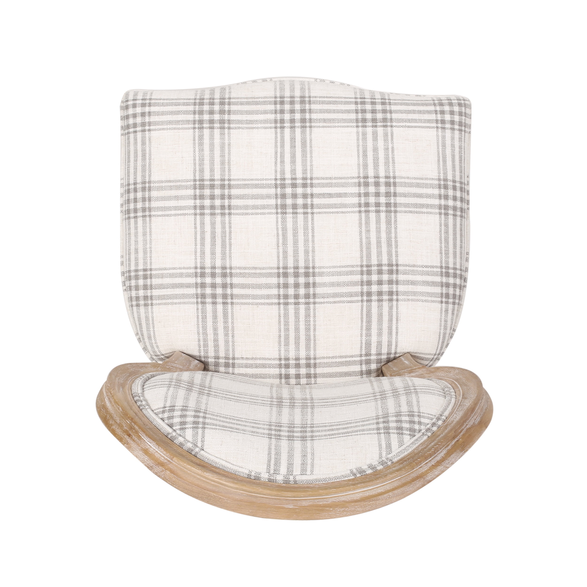 Noble House Karter Fabric Dining Chairs, Set of 2, Gray Plaid and Light Beige