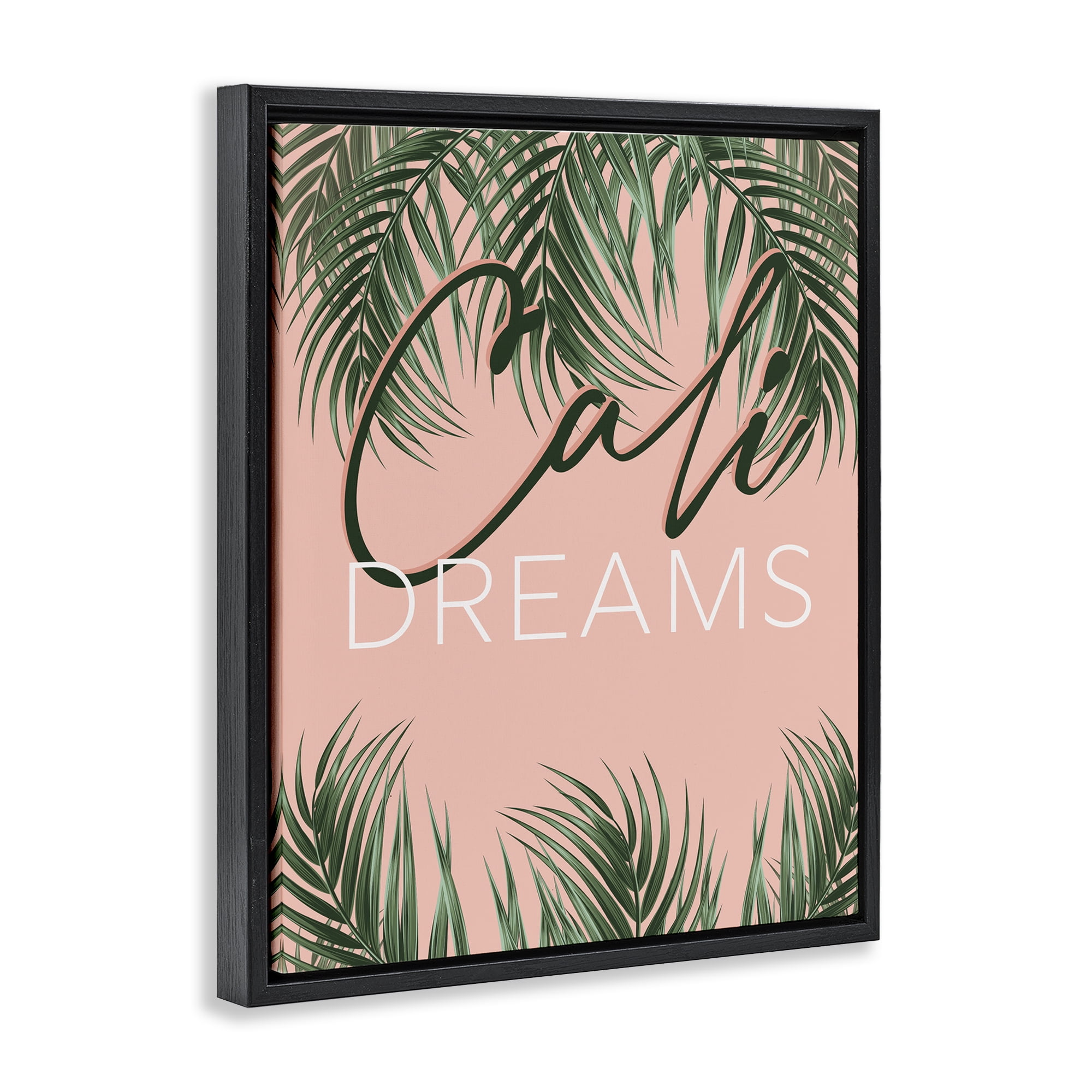 Stupell Industries Cali Dreams on Palms Plants & Flowers Painting Black Floater Framed Canvas Art Print Wall Art, 17 x 21