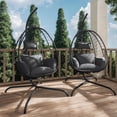 thumbnail image 7 of Gotland 2 Pieces Outdoor Hanging Egg Chair with Stand,Patio Wicker Swing Egg Chair Hammock Chair with UV Resistant Cushion,All-Weather 485lbs Capacity for Bedroom,Balcony,Garden,Gray, 7 of 7