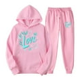 thumbnail image 3 of Feancey Hooded Sweat Suits for Womens 2 Piece Tracksuit Outfits Valentines Day Love Printed Hoodies and Jogger Pants Lounge Sets Pink L, 3 of 7