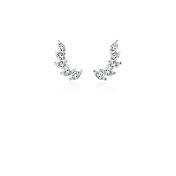 925 Sterling Silver Simple Fashion Angel Wing Stud Earrings with Cubic Zirconia