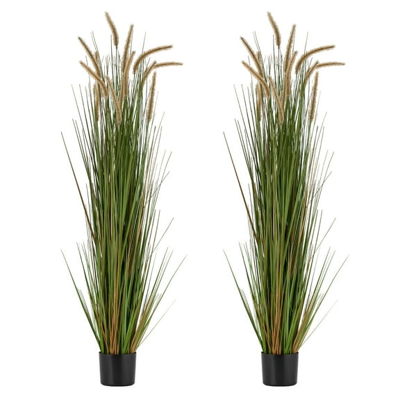 VEVOR Artificial Grass Plant, 2 Pack 59 inch Horsetail Reed Grass in Pot, Premium PVC Faux Fake Greenery Shrubs Plant for Indoor Outdoor House Home Garden Office Room Décor, Housewarming, Green