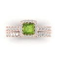 thumbnail image 2 of Clara Pucci 18K Rose Gold 1.56 Natural Peridot Engraveable Engagement Ring + Wedding Band Set, 2 of 7