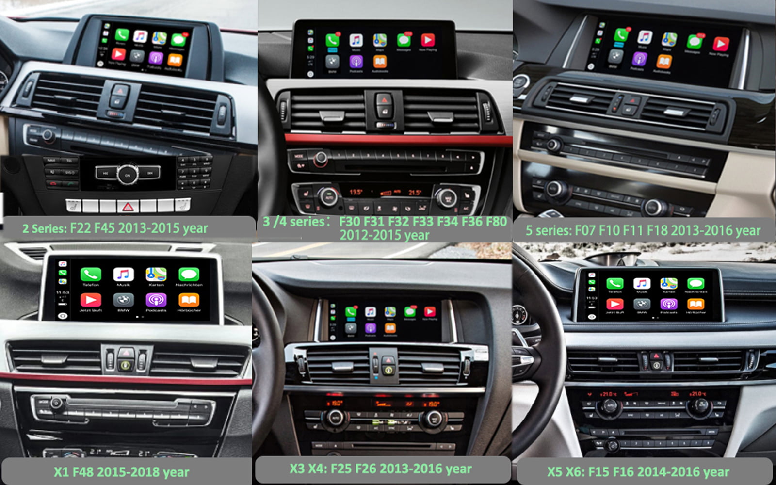 Wireless carplay interface für bmw nbt f20 f21 f23 f30 f31 f32 f33 f34 f36  f10 f11 f01 f48 f15 f56 f25 android auto spielen