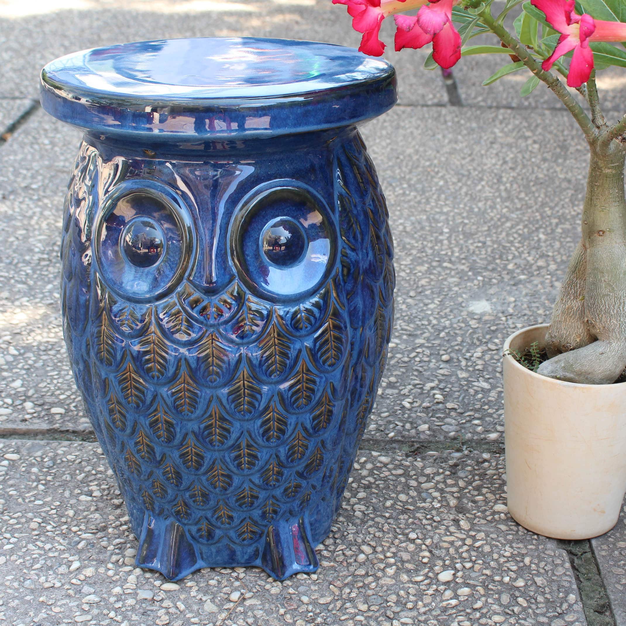 International Caravan Wise Old Owl Ceramic Garden Stool - image 5 of 5