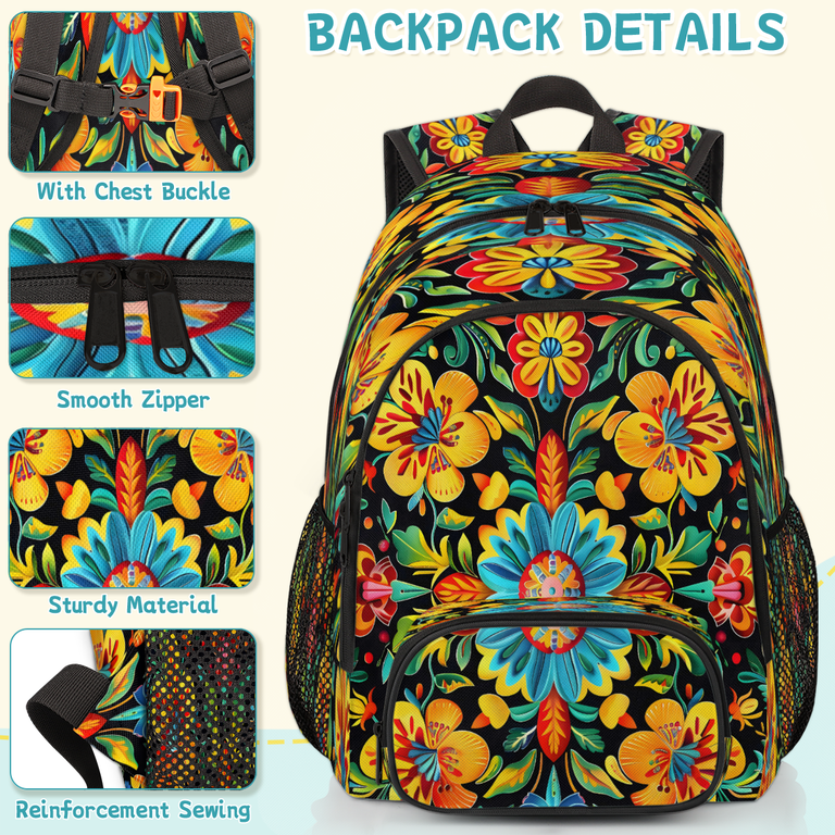 Herdesigns Colorful Mexican Flowers Laptop Backpack for  display picture 2