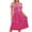 Hot Pink 12, variant on Karymi Summer Dress Crew Neck Short Sleeve Floral Print Midi Dress, Gathered Empire Waist Loose Flowy Summer Casual Sundress Womens Dresses