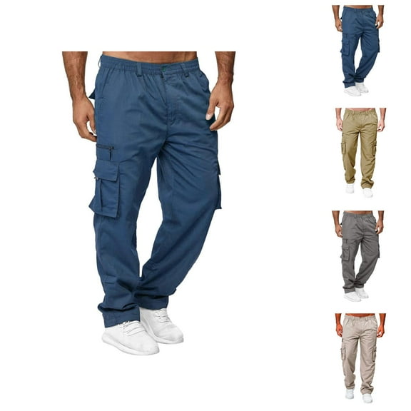 Cargo Sweatpants for Men 2025 Casual Outdoor Elastic Waist Straight Leg Work Pants with Pockets Mens Trousers