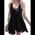 thumbnail image 2 of Vestido Mini de Verano Sin Mangas para Mujer, Informal, Holgado, con Cuello en U y Bolsillos Negro M, 2 of 10