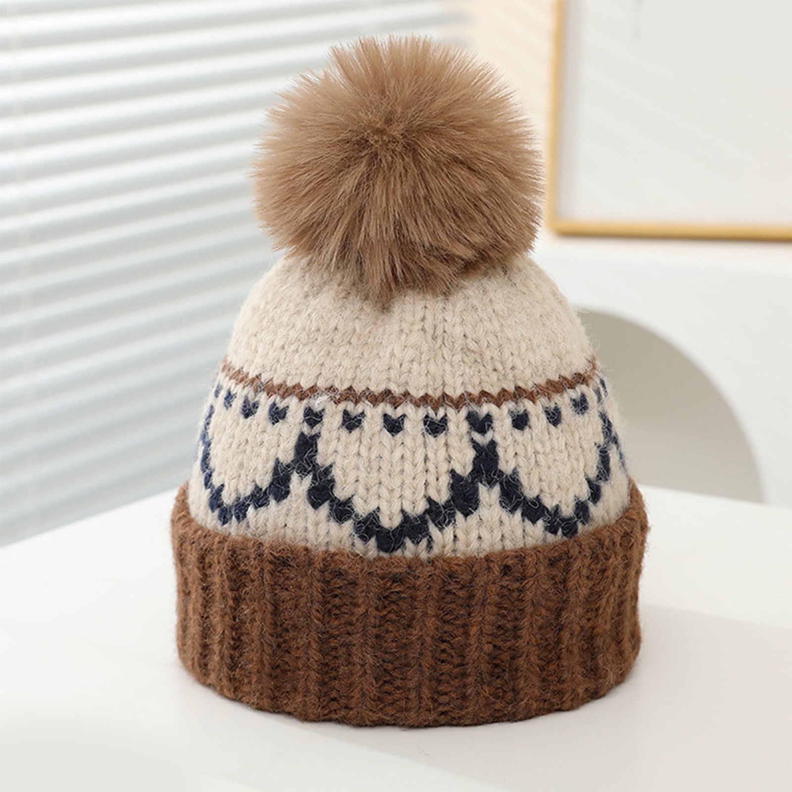 Wancir Kids Winter Beanie Hat, Children’s Warm Knitted Fleece Lined Woollen Ski Pompom Hat for Boys & Girls 3-9 Years