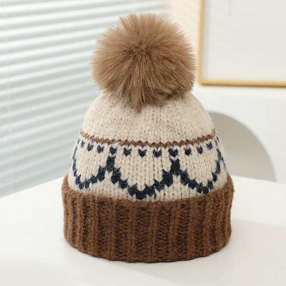 Wancir Kids Winter Beanie Hat, Children’s Warm Knitted Fleece Lined Woollen Ski Pompom Hat for Boys & Girls 3-9 Years