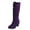Purple, variant on Vintage Knee High Combat Boots for Women Cocktail Party Suede Pointed Toe Block High Heel Strappy Long Tall Dress Boots Purple Size 7