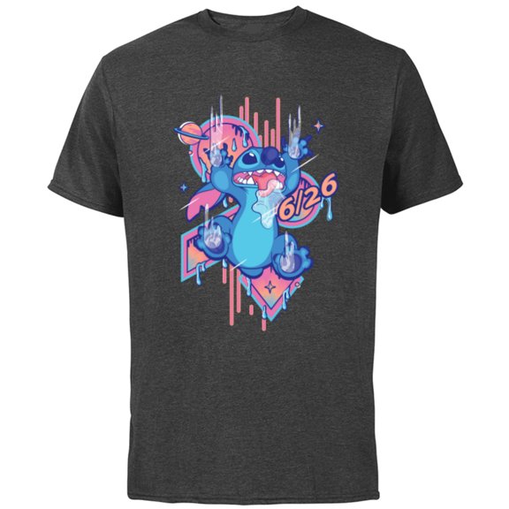 Disney Lilo & Stitch 626 Stitch Day Drool Slide June 26 - Short Sleeve Cotton T-Shirt for Adults - Customized-Charcoal