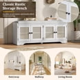 thumbnail image 6 of 47.4" Storage Bench with Build-in Storage Compartment Rattan Doors,  Wood Entryway Shoe Bench with Removable Cushion and Adjustable Shelves for Hallway, Living Room, White, 6 of 9