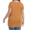 thumbnail image 2 of Gocolloa Plus Size Tops for Women Basic Cap Sleeve V Neck T Shirts Summer Casual Loose Dressy Tunic Dark Yellow 3X, 2 of 6