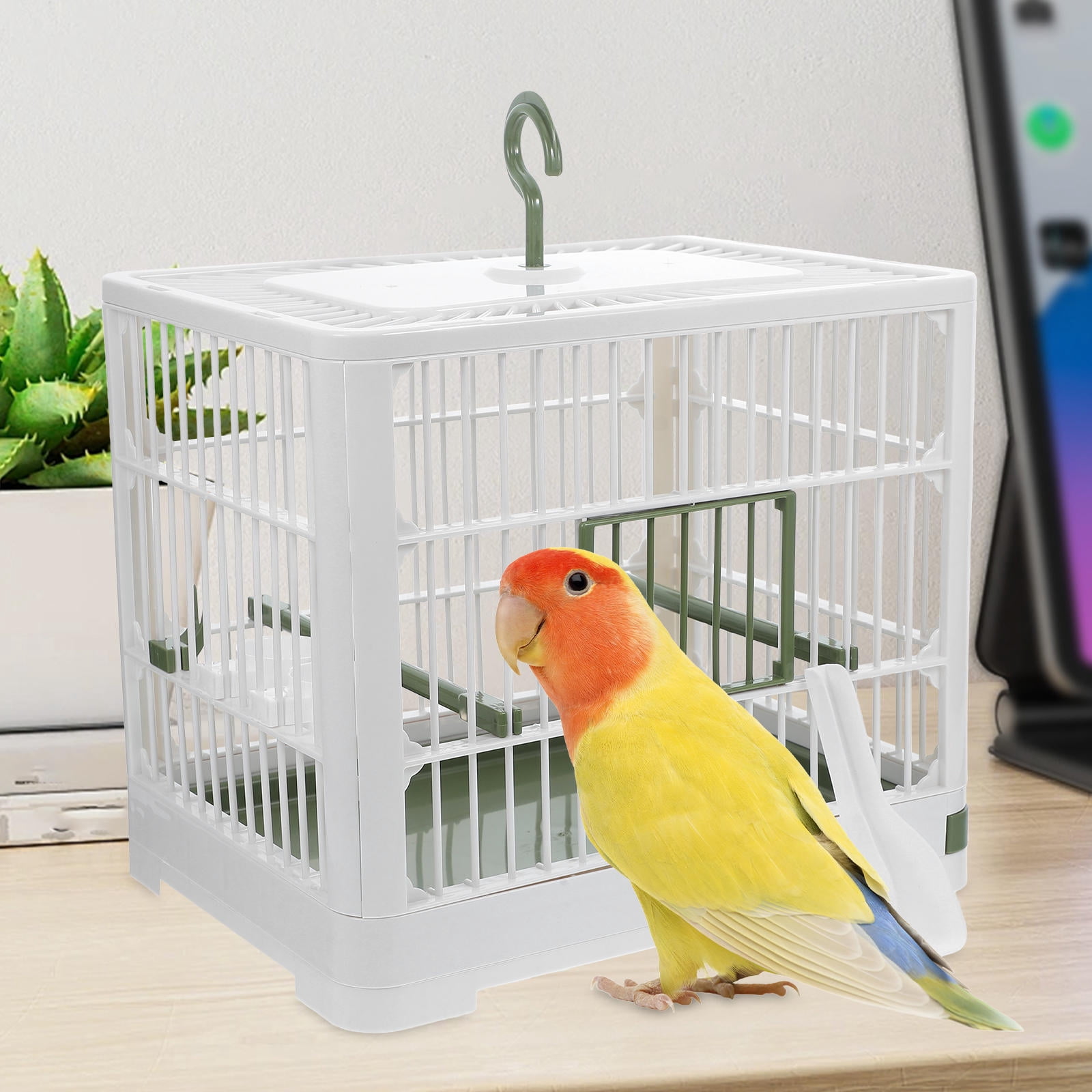 COMPUKAS Foldable Portable Travel Cage with Stand, ABS Material Parakeet Carrier for Birds and Small Pets