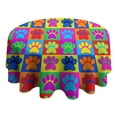 thumbnail image 4 of Colorful Dog Paw Footprint Round Tablecloth 60"x60",Wrinkle Wipeable Table Cloth for Kitchen Dining Room Picnic Patio Party, 4 of 6