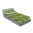 thumbnail image 2 of Ambesonne Ethnic Fitted Sheet & Pillow Sham Set, Folk Native, Twin, Multicolor, 2 of 2