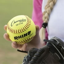 Champion Sports 11" Leather Cover Softballs - Poly Core - Medium Compression - NFHS Approved - Raised Seams - Optic Yellow - Pack of 12